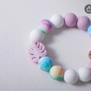 Purple Bracelet Key Chain with Beads and Tassel